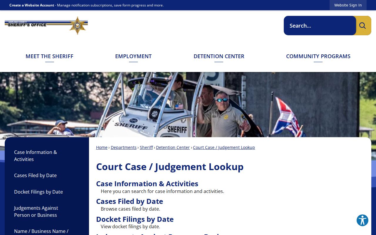 Garland County case lookup gateway search routes