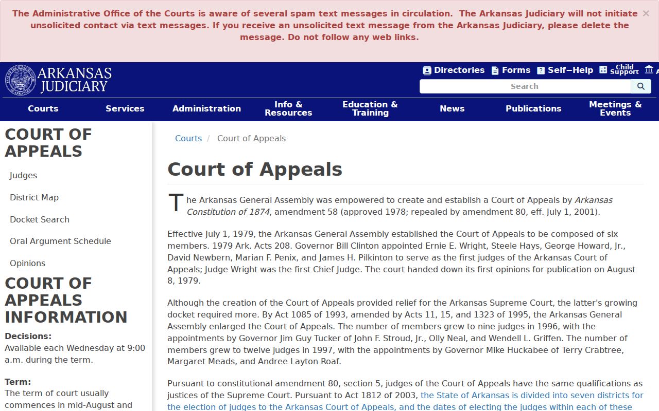 Arkansas Court of Appeals layer for a Lonsdale court docket path