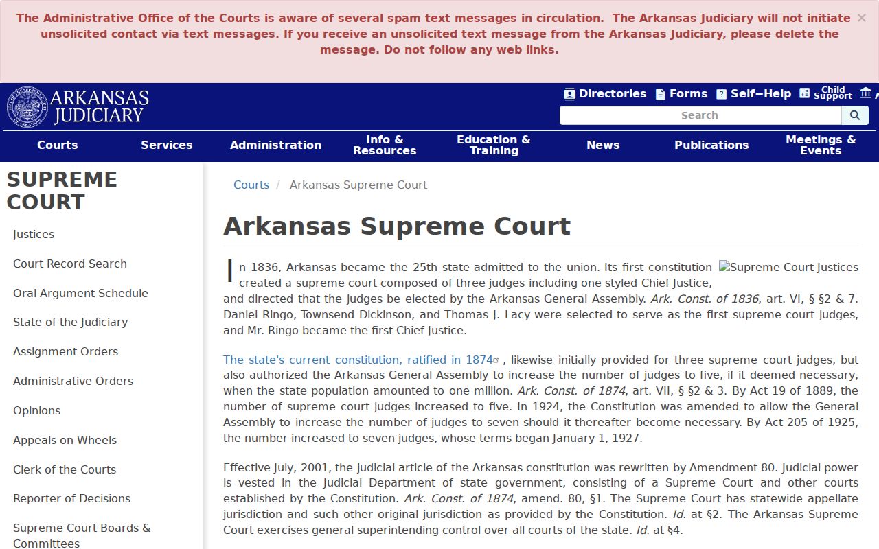 Arkansas Supreme Court source for Mountain Pine court docket access rules