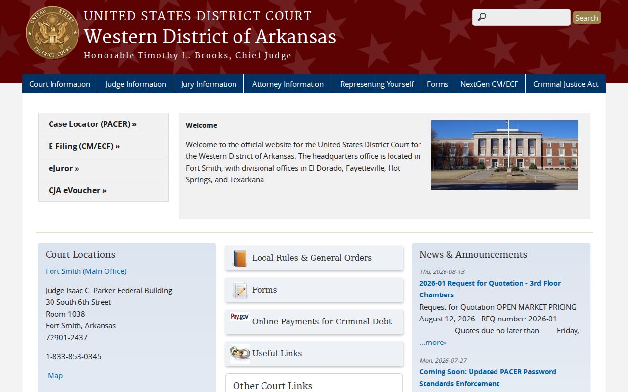 Western District court source separate from Garland County civil dockets
