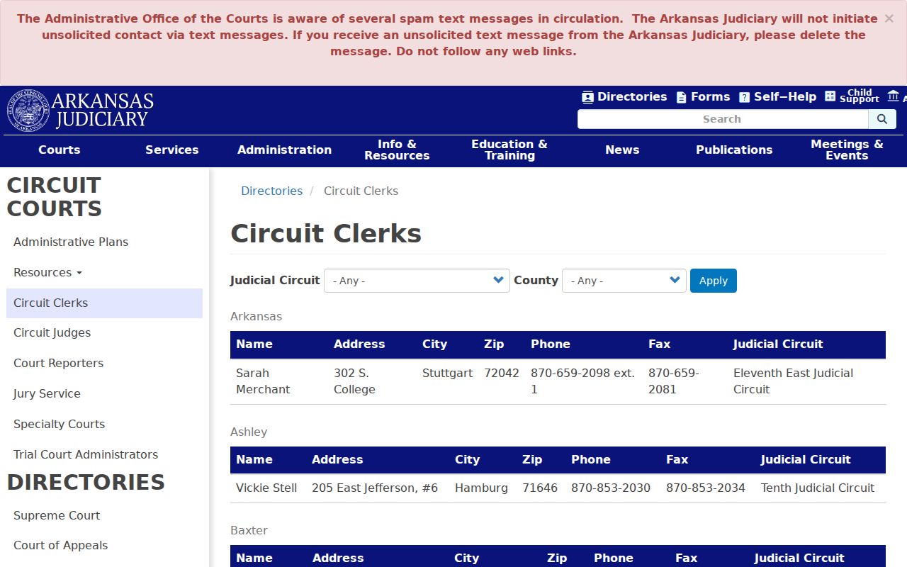 Official Arkansas directory for Garland County court record certification