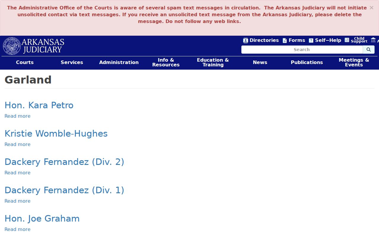 Garland County court docket Arkansas Judiciary directory
